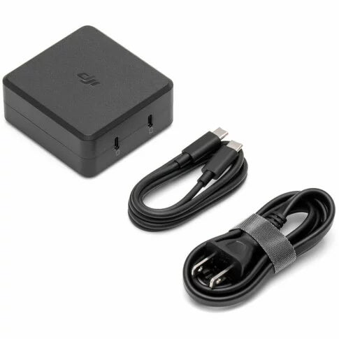 DJI 100W USB-C Power Adapter Charger, Battery Charger, Super Fast USB-C for Drone, Laptops, Mobiles with Smart Charging, Dual Output